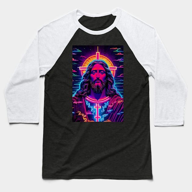 Neon Jesus Christ for Jesus fans Baseball T-Shirt by Spaceboyishere